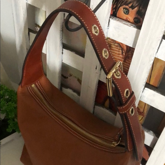 Dooney & Bourke Tan Hobo Bag with Tassel Detail - Picture 5 of 9